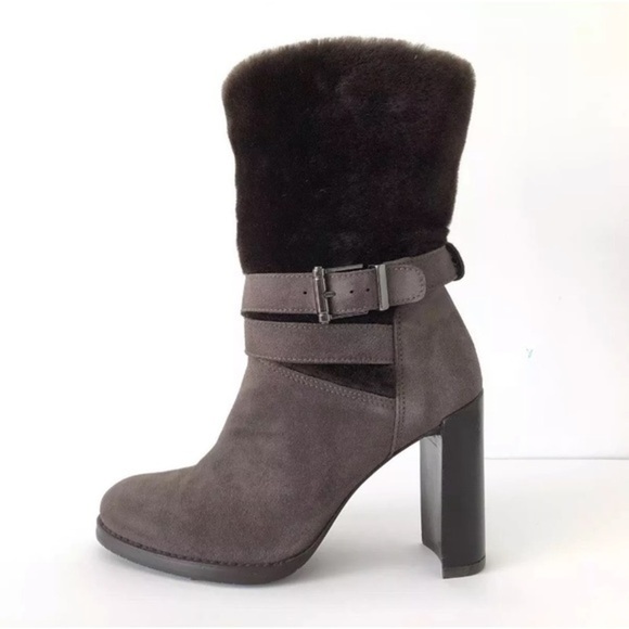 STUART WEITZMAN FURSTUP SLATE GRAY SUEDE BOOTIES - Picture 3 of 8